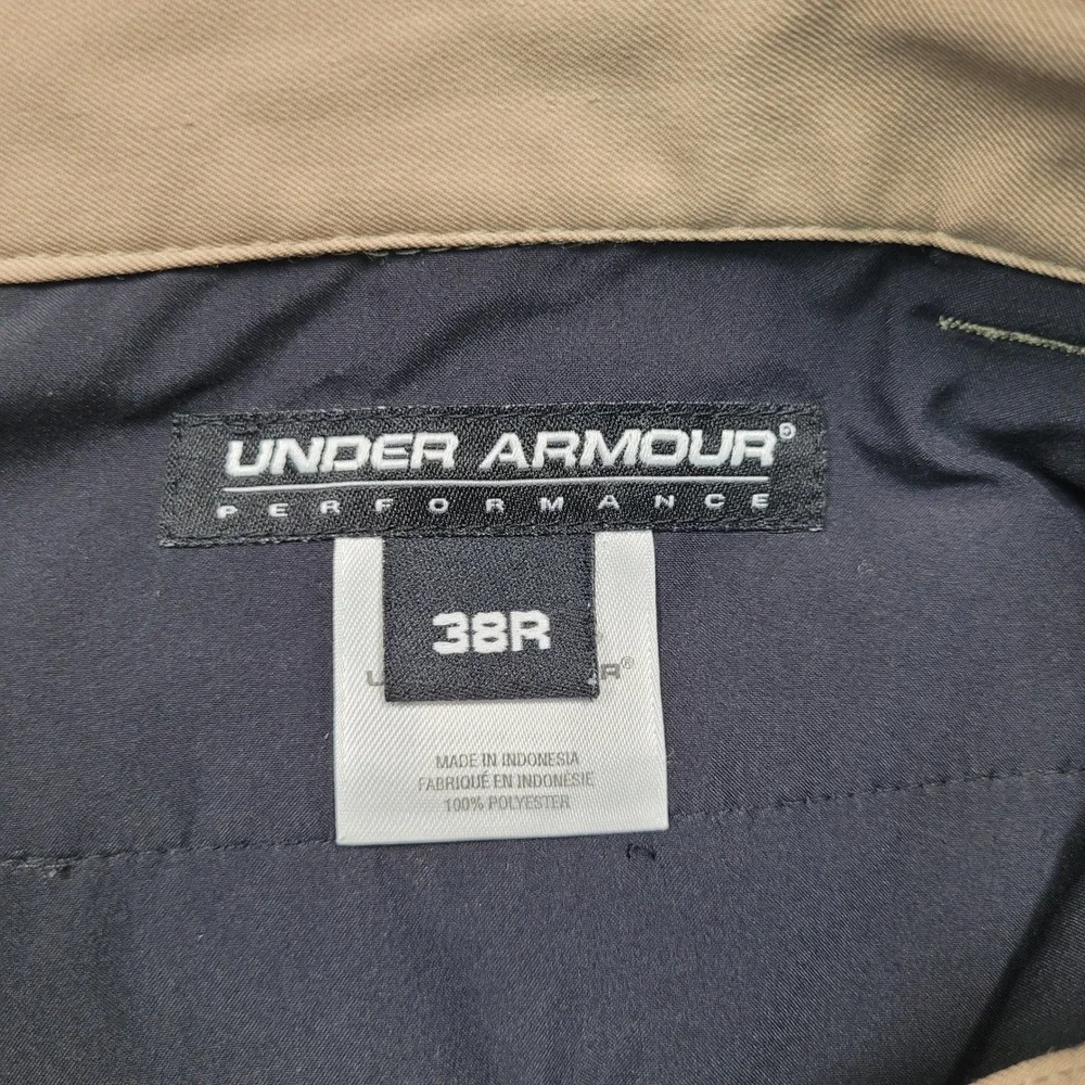 Under Armour Performance Mens 38R Khaki Tan Pleated Golf Shorts